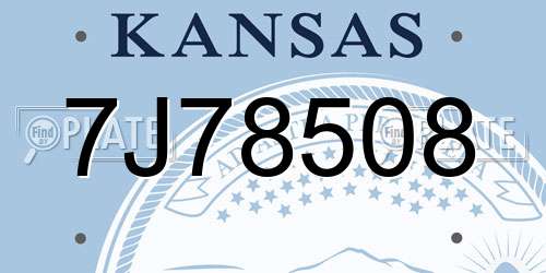 7J78508 Kansas License Plate