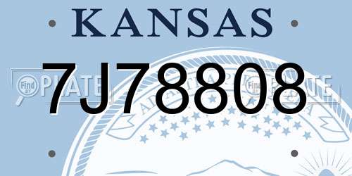 7J78808 Kansas License Plate