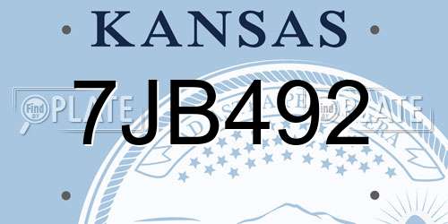 7JB492 Kansas License Plate