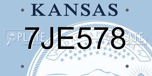 7JE578 Kansas License Plate