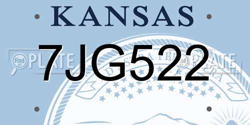 7JG522 Kansas License Plate