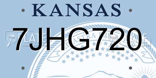 7JHG720 Kansas License Plate