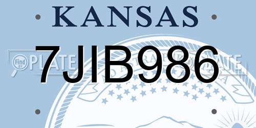 7JIB986 Kansas License Plate