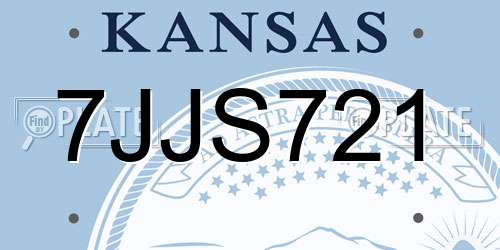 7JJS721 Kansas License Plate