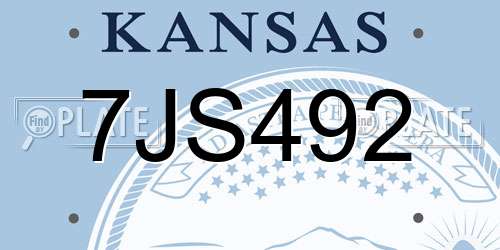 7JS492 Kansas License Plate