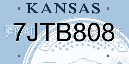 7JTB808 Kansas License Plate