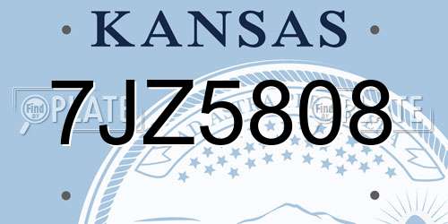 7JZ5808 Kansas License Plate