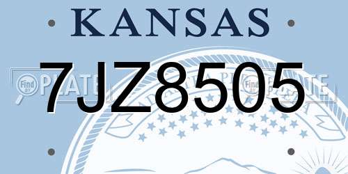 7JZ8505 Kansas License Plate