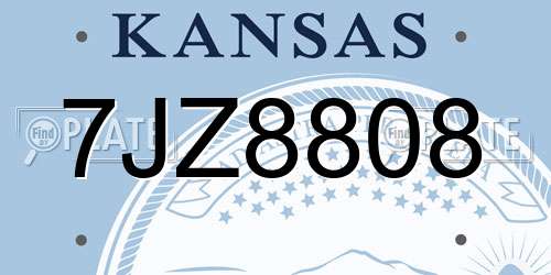 7JZ8808 Kansas License Plate