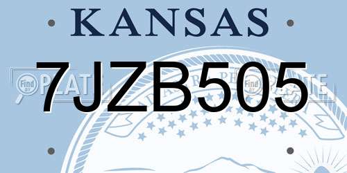 7JZB505 Kansas License Plate