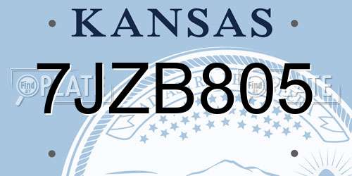 7JZB805 Kansas License Plate
