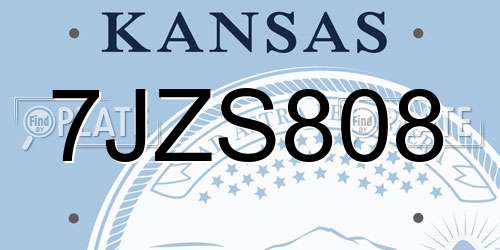 7JZS808 Kansas License Plate
