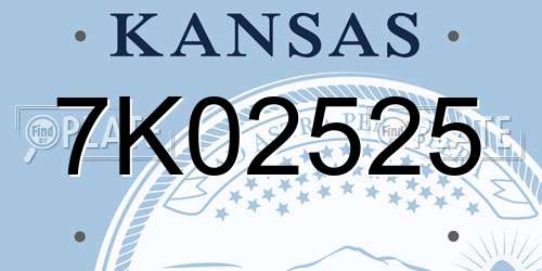 7K02525 Kansas License Plate