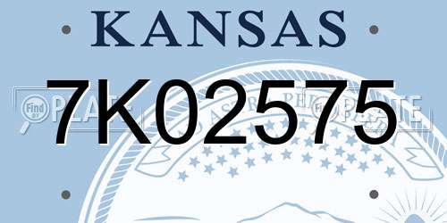 7K02575 Kansas License Plate