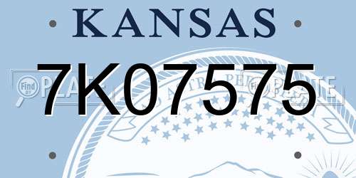 7K07575 Kansas License Plate