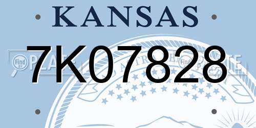 7K07828 Kansas License Plate