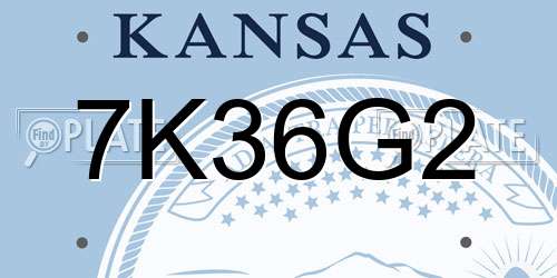 7K36G2 Kansas License Plate