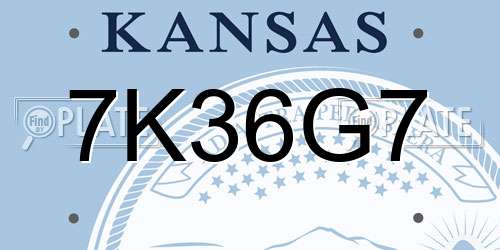 7K36G7 Kansas License Plate