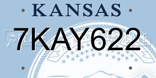 7KAY622 Kansas License Plate