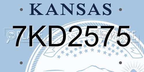7KD2575 Kansas License Plate