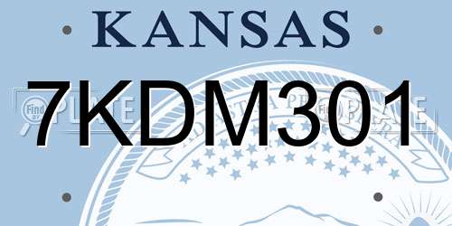 7KDM301 Kansas License Plate