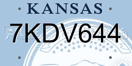 7KDV644 Kansas License Plate
