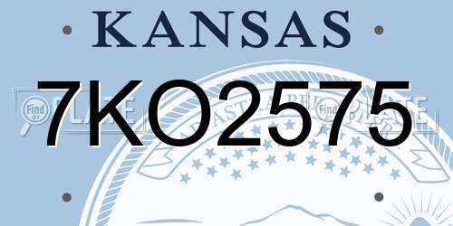 7KO2575 Kansas License Plate