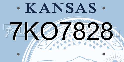7KO7828 Kansas License Plate