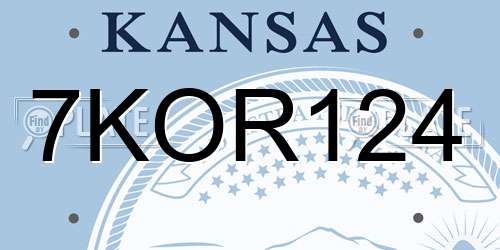 7KOR124 Kansas License Plate