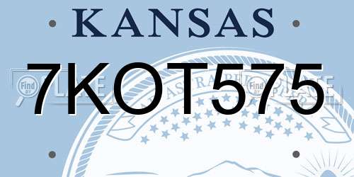 7KOT575 Kansas License Plate