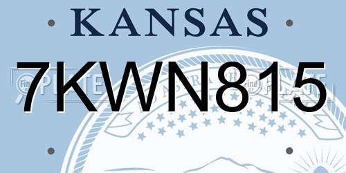 7KWN815 Kansas License Plate