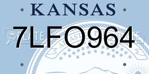 7LFO964 Kansas License Plate