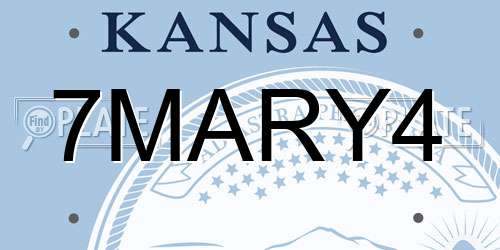7MARY4 Kansas License Plate