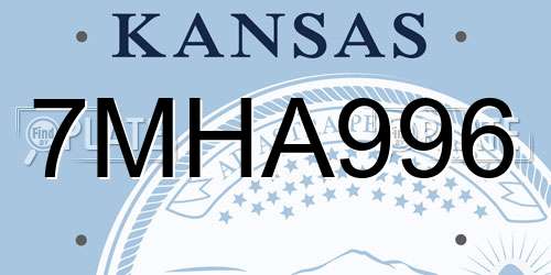 7MHA996 Kansas License Plate