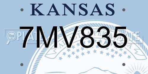 7MV835 Kansas License Plate
