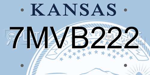 7MVB222 Kansas License Plate