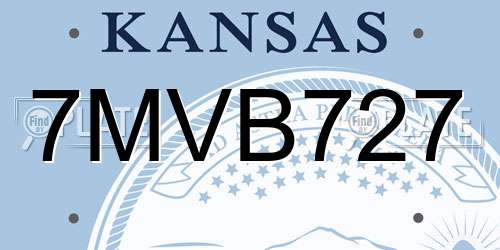 7MVB727 Kansas License Plate