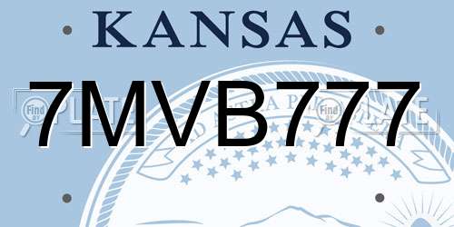 7MVB777 Kansas License Plate