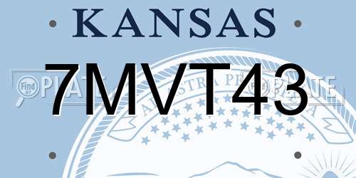 7MVT43 Kansas License Plate