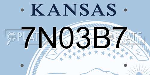 7N03B7 Kansas License Plate