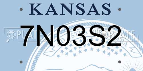 7N03S2 Kansas License Plate