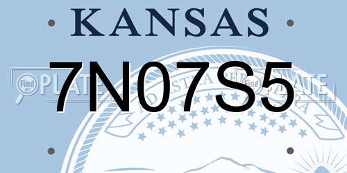 7N07S5 Kansas License Plate