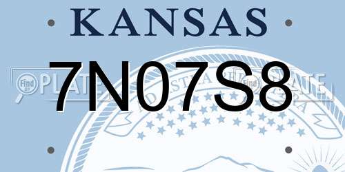 7N07S8 Kansas License Plate