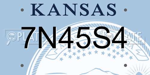 7N45S4 Kansas License Plate