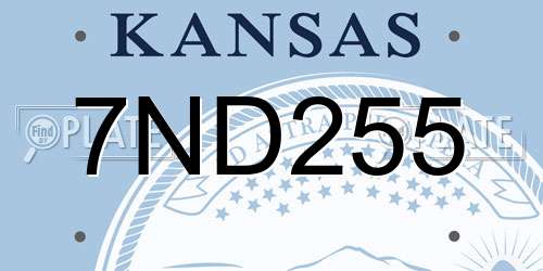 7ND255 Kansas License Plate