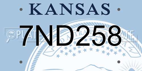 7ND258 Kansas License Plate