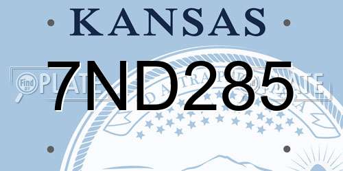 7ND285 Kansas License Plate