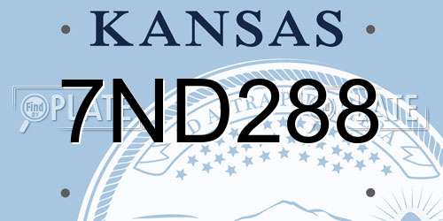 7ND288 Kansas License Plate