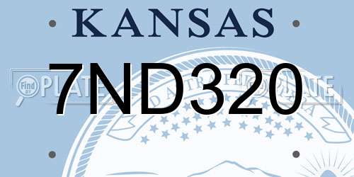 7ND320 Kansas License Plate