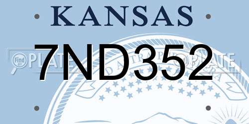 7ND352 Kansas License Plate